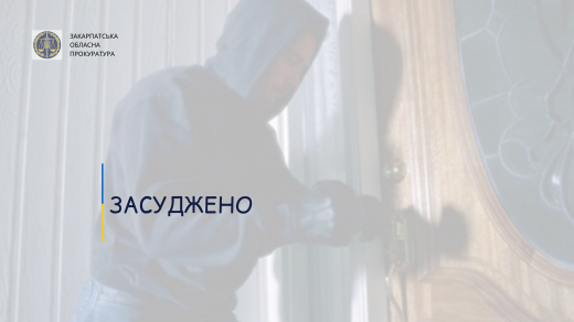 Крадіжка майна на понад 8 тисяч гривень: закарпатцю загрожує позбавлення волі строком на 4 роки