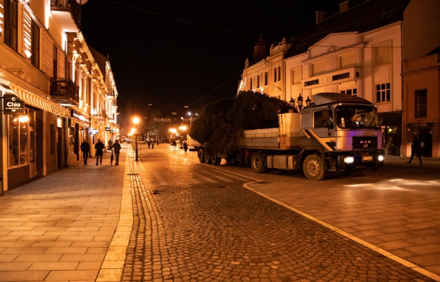 В центрі Мукачева та Ужгорода вже встановлені новорічні красуні