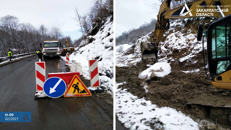 На Рахівщині триває облаштування підпірної стінки на трасі Н-09 Мукачево – Львів