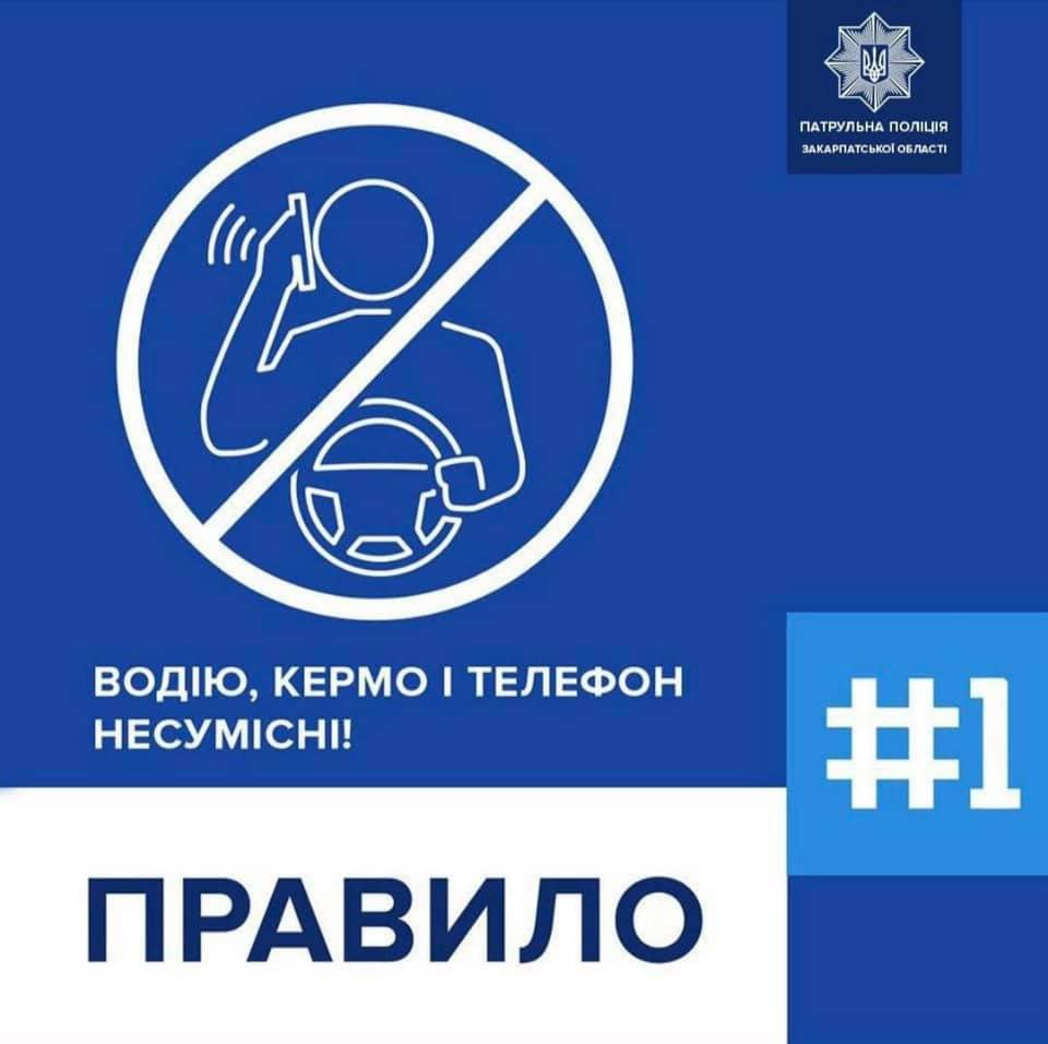 Протягом попереднього тижня на Закарпатті оштрафували майже сотню водіїв за розмову по телефону під час керування транспортом