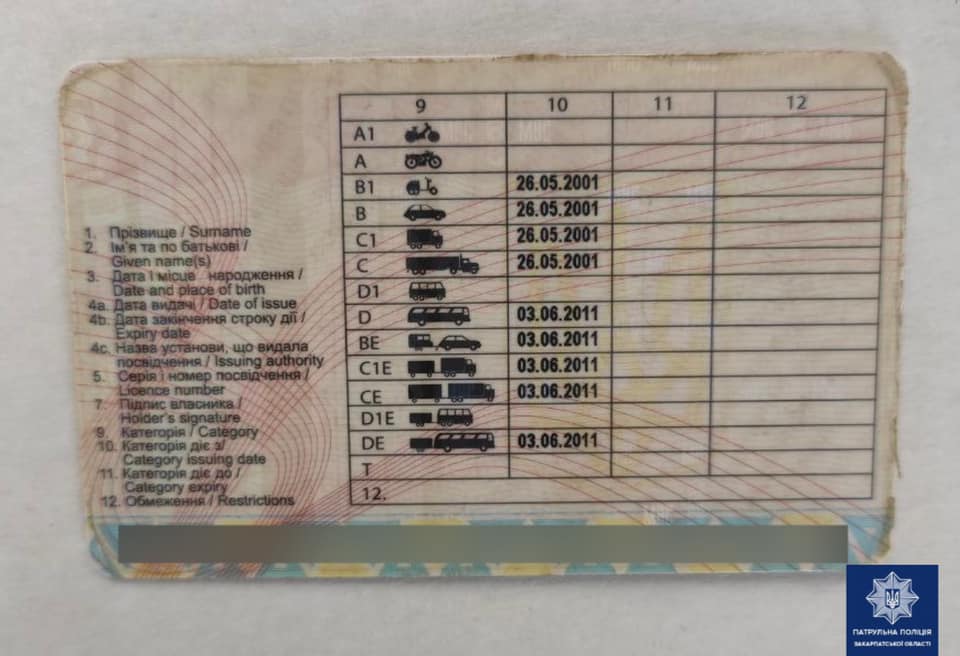 Підроблене водійське посвідчення: на Закарпатті патрульні затримали 40-річного водія