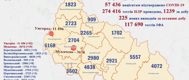 Коронавірус на Закарпатті за минулу добу: майже 230 нових випадків, 16 людей померли