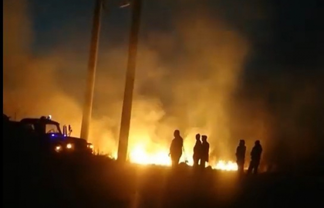 Нічна пожежа на Хустщині: вогонь охопив велику територію сухостою