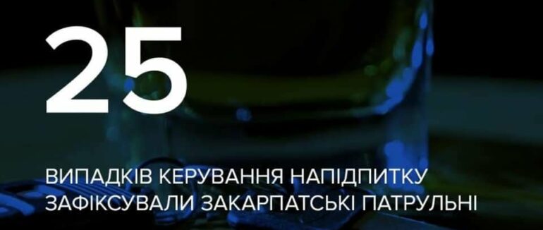 За тиждень патрульні зафіксували 25 випадків керування транспортом у стані сп’яніння