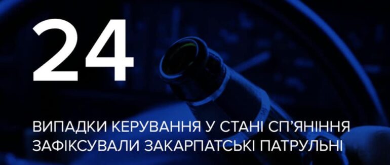 На Закарпатті за тиждень патрульні виявили більше 20 водіїв в стані сп’яніння