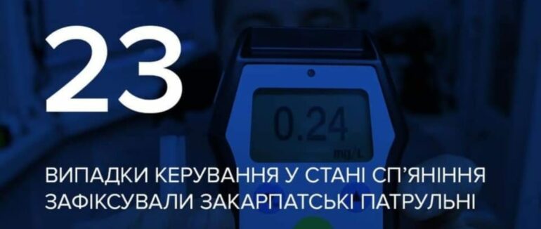 На Закарпатті за п’ять днів зафіксували 23 водіїв у стані алкогольного сп‘яніння