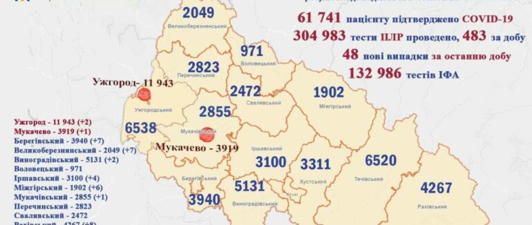 Жодний пацієнт за минулу добу не помер: оновлена статистика COVID-19 на Закарпатті