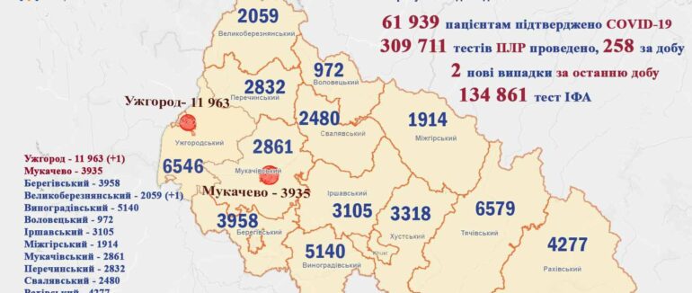 Помер один пацієнт: оновлена статистика COVID-19 на Закарпатті