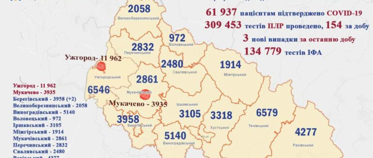 Коронавірус на Закарпатті сьогодні: статистика на 13 червня