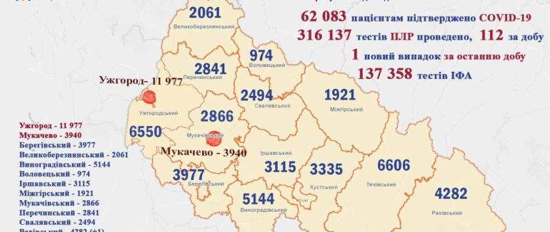 Задовільна статистика захворюваності на Закарпатті: за добу не виявлено майже жодного випадку