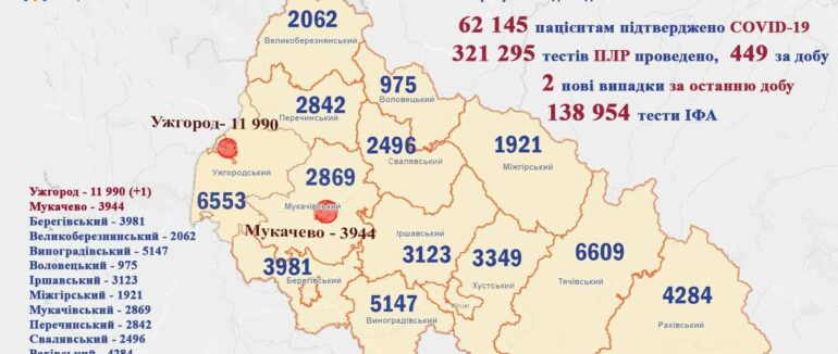 Всього 2 випадки за минулу добу: задовільна статистика COVID-19 на Закарпатті