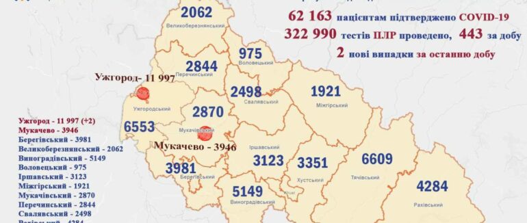 На Закарпатті зафіксували два нових випадки COVID-19