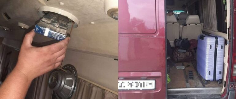 на КПП “Дякове” затримали мікроавтобус з контрабандними цигарками