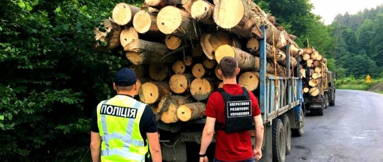 На Рахівщині затримали дві вантажівки з деревиною без документів