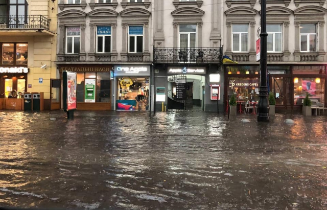 Підтоплені вулиці, повалені дерева та град: у Львові знову негода