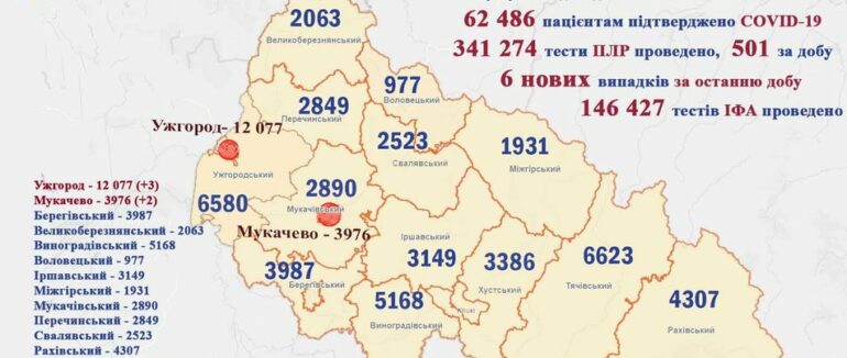 COVID-19 на Закарпатті: жоден пацієнт не одужав за минулу добу