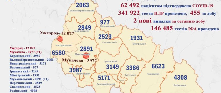 За минулу добу виявлено два нові випадки: оновлена статистика COVID-19 на Закарпатті