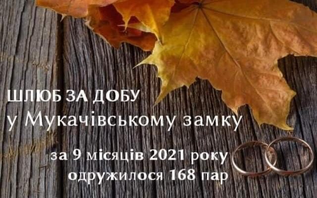 «Шлюб за добу»: у Мукачівському замку за 9 місяців одружилися 168 пар