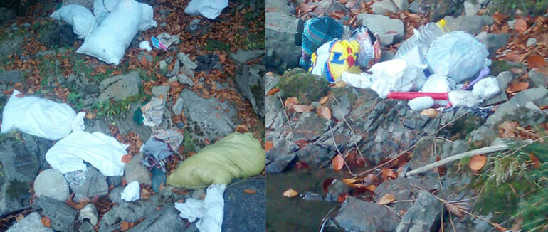 На території нацпарку «Синевир» біля річки невідомі викинули купу сміття