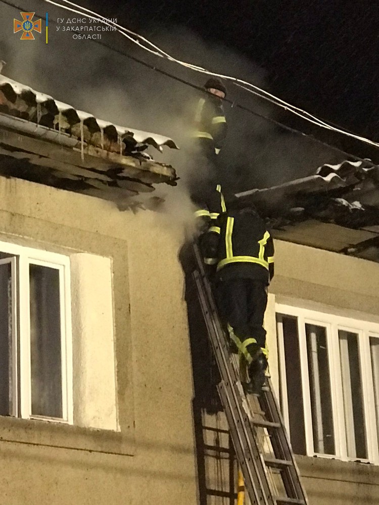 Нічна пожежа на Тячівщині: вогонь охопив дерев’яну будівлю та дах