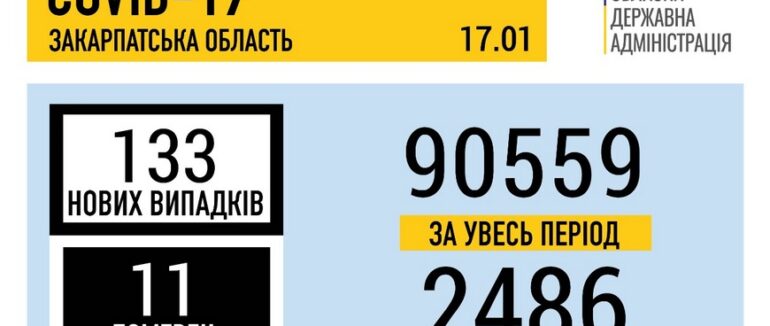 За добу на Закарпатті підтвердили 133 випадки COVID-19: 11 хворих померло
