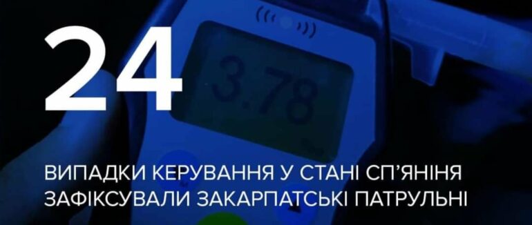 Закарпатські патрульні зафіксували 24 випадки керування у стані алкогольного сп’яніння