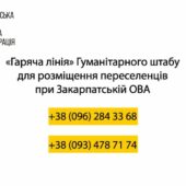 До уваги внутрішньо переміщених осіб: на Закарпатті оновлені номери «гарячої лінії» для переселенців