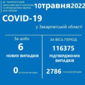 6 нових випадків COVID-19 виявили за добу на Закарпатті