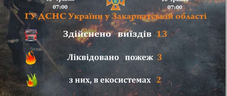 Закарпатські рятувальники за добу здійснили 13 виїздів, 4 з яких – хибні