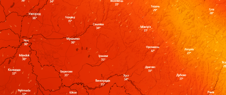На Закарпаття йде аномальна жара до +36 градусів Цельсія