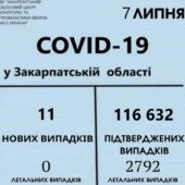 11 випадків за добу: статистика коронавірусу Закарпаття