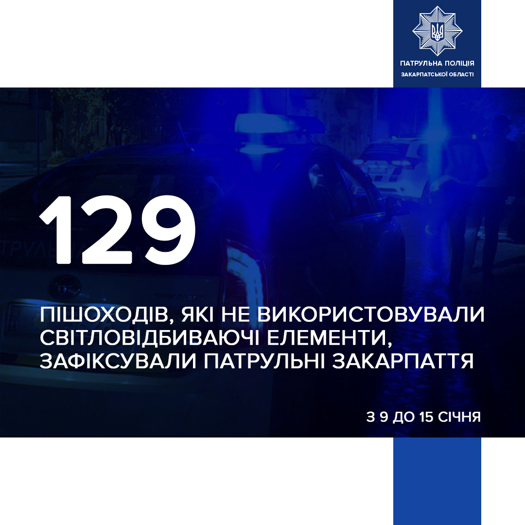 Патрульна поліція Закарпаття продовжує перевірити пішоходів у темну пору доби