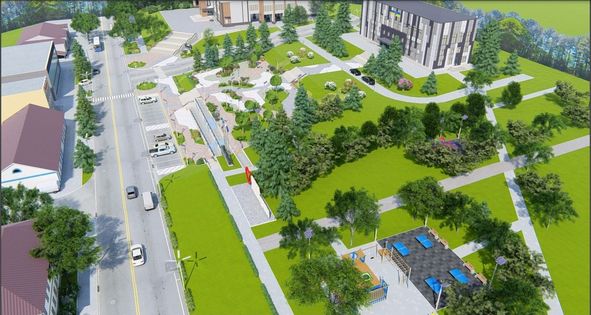 Реконструкція площі на Херсонщині: у Закарпатській ОВА показали світлини проєкту