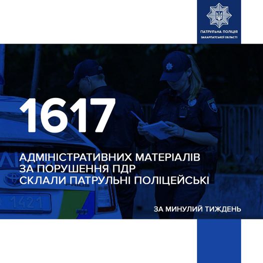 На Закарпатті за тиждень притягнули до відповідальності 1617 порушників правил дорожнього руху