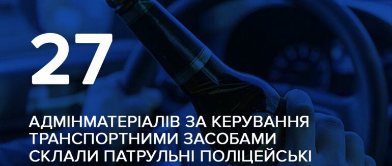 27 випадків керування у стані сп’яніння зафіксували закарпатські патрульні з 14 до 20 серпня