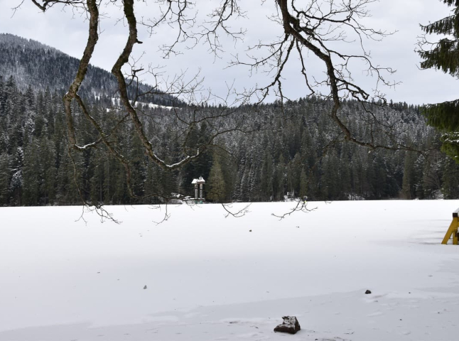 Повноводне озеро Синевир показали взимку