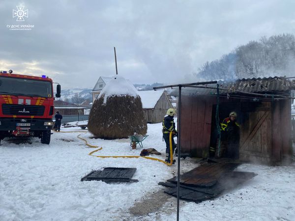 У Хустському районі рятувальники вберегли від вогню надвірну споруду і копну сіна
