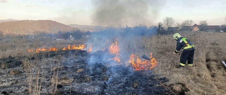 На Закарпатті продовжують горіти суха трава та чагарники