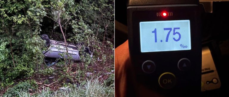 В Ужгороді пʼяний водій перекинув авто у кювет і пішов з місця аварії