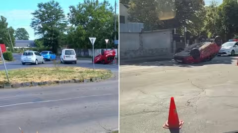 В Ужгороді на перехресті автівка перекинулася на дах