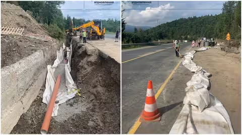 На гірській ділянці траси Київ — Чоп триває ліквідація зсуву
