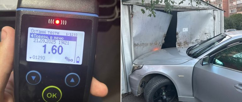 У Мукачеві пʼяний водій врізався у гараж, тікаючи від патрульних