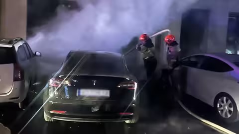 В Ужгороді вночі загорілася Tesla, вогонь пошкодив і поруч припарковані автівки