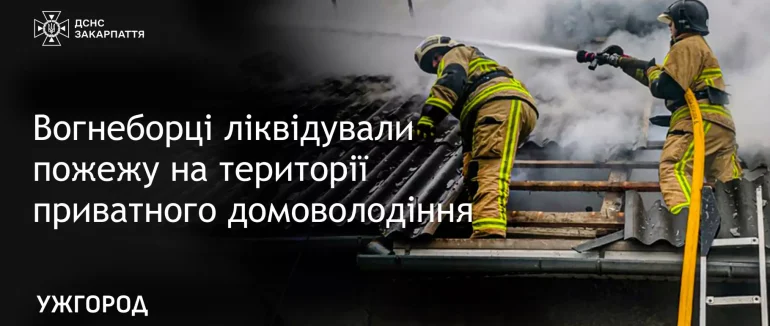 В Ужгороді рятувальники ліквідували пожежу на території приватного домоволодіння