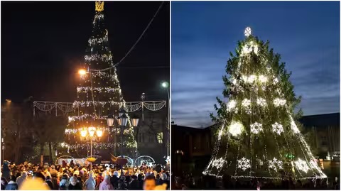 В Ужгороді та Хусті запалили вогні новорічних ялинок