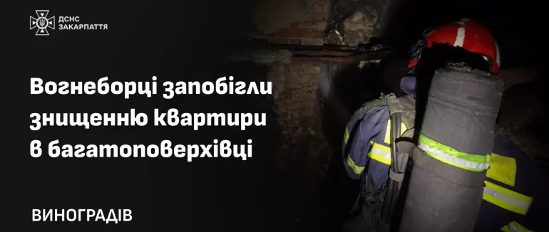 Вогнеборці запобігли знищенню квартири в багатоповерхівці Виноградова