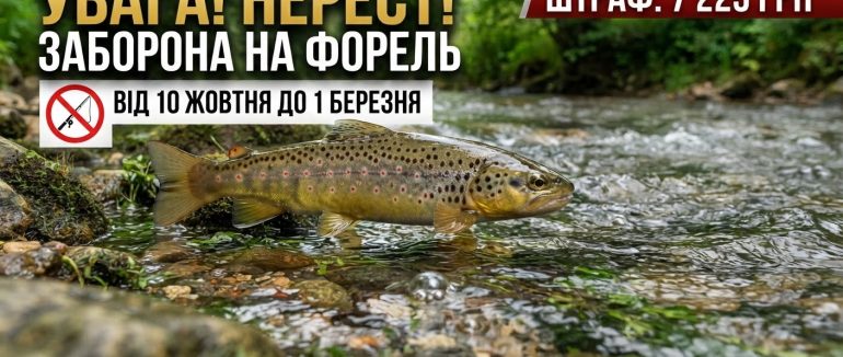 На Закарпатті вводять заборону на вилов струмкової форелі