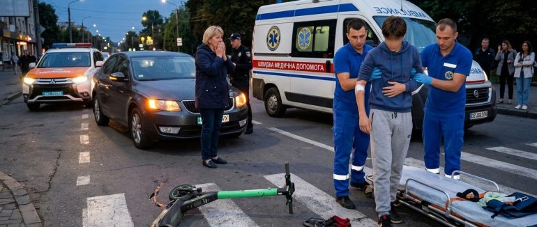 В Ужгороді автомобіль збив 15-річного хлопця на самокаті
