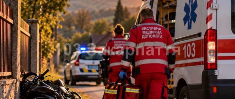 Нічна ДТП на Перечинщині: мотоцикл врізався в огорожу, двоє чоловіків у лікарні з переломами